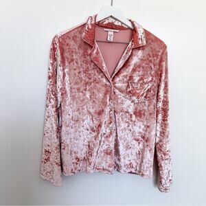 Victoria’s Secret Crushed Velvet Long Sleeve Sleep Top Small